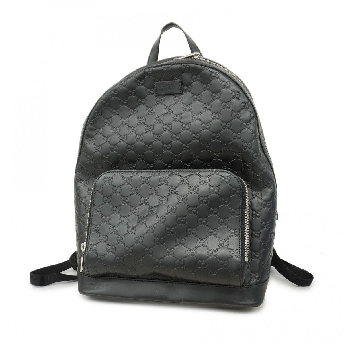 【5bc2390】グッチ リュック・デイパック グッチシマ 406370 レザー ブラック シルバー金具【中古】メンズ