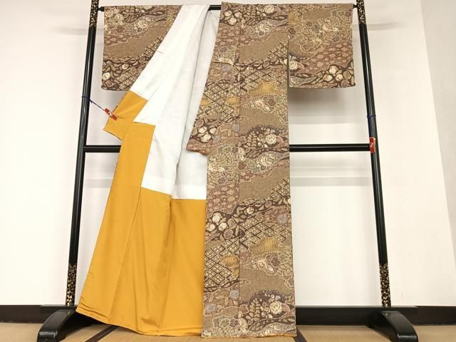 平和屋着物●上質な小紋　草花文　金彩　正絹　逸品　AAAV7072zg 平和屋着物○上質な小紋 草花文 金彩 正絹 逸品 AAAV7072zg - メルカリ