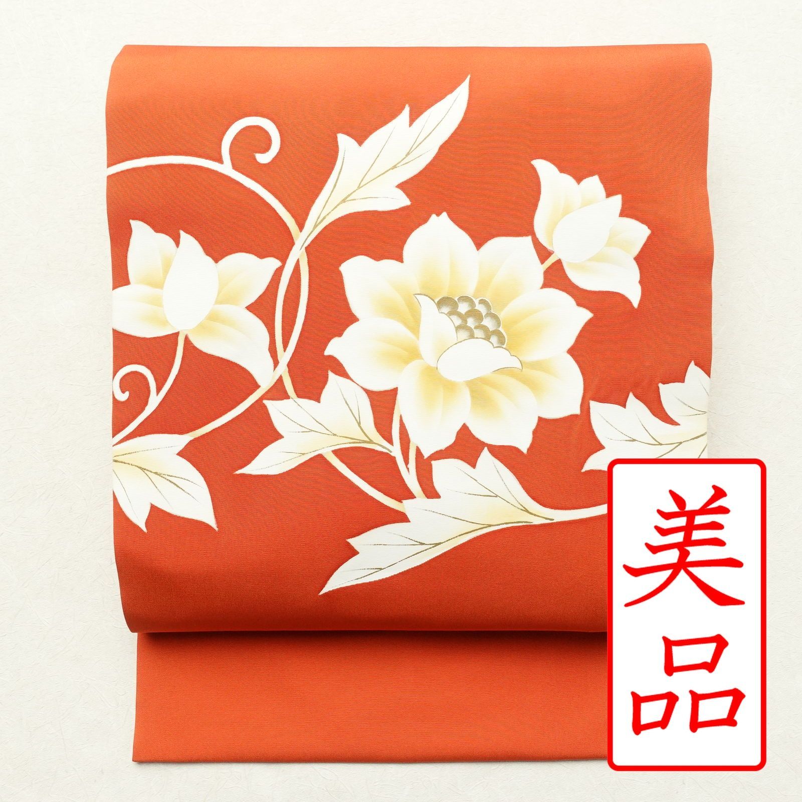 【美品✨】塩瀬名古屋帯　正絹　草花模様　乙女色　手描き　作家物　染帯　和　帯6 美品✨】塩瀬名古屋帯 正絹 草花模様 乙女色 手描き 作家物 染帯