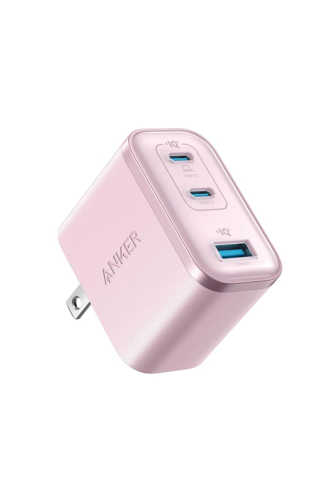 Anker Nano Charger 70W 3 Ports ピンク PD対応|PSE技術基準適合|折りたたみ式プラグ iPhone 17 | 16 | 15シリーズ | Air MacBook Windows PC iPad Galaxy A