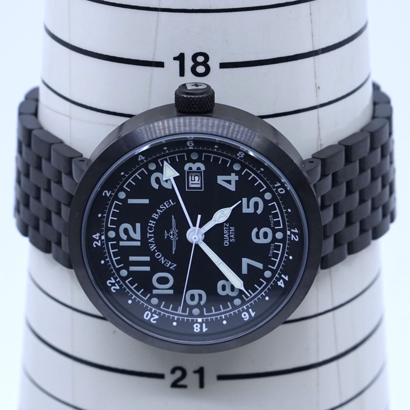 ZENO-WATCH BASEL ゼノウォッチ B554Q-GMT-bk-a1-M(WH) パイロット 