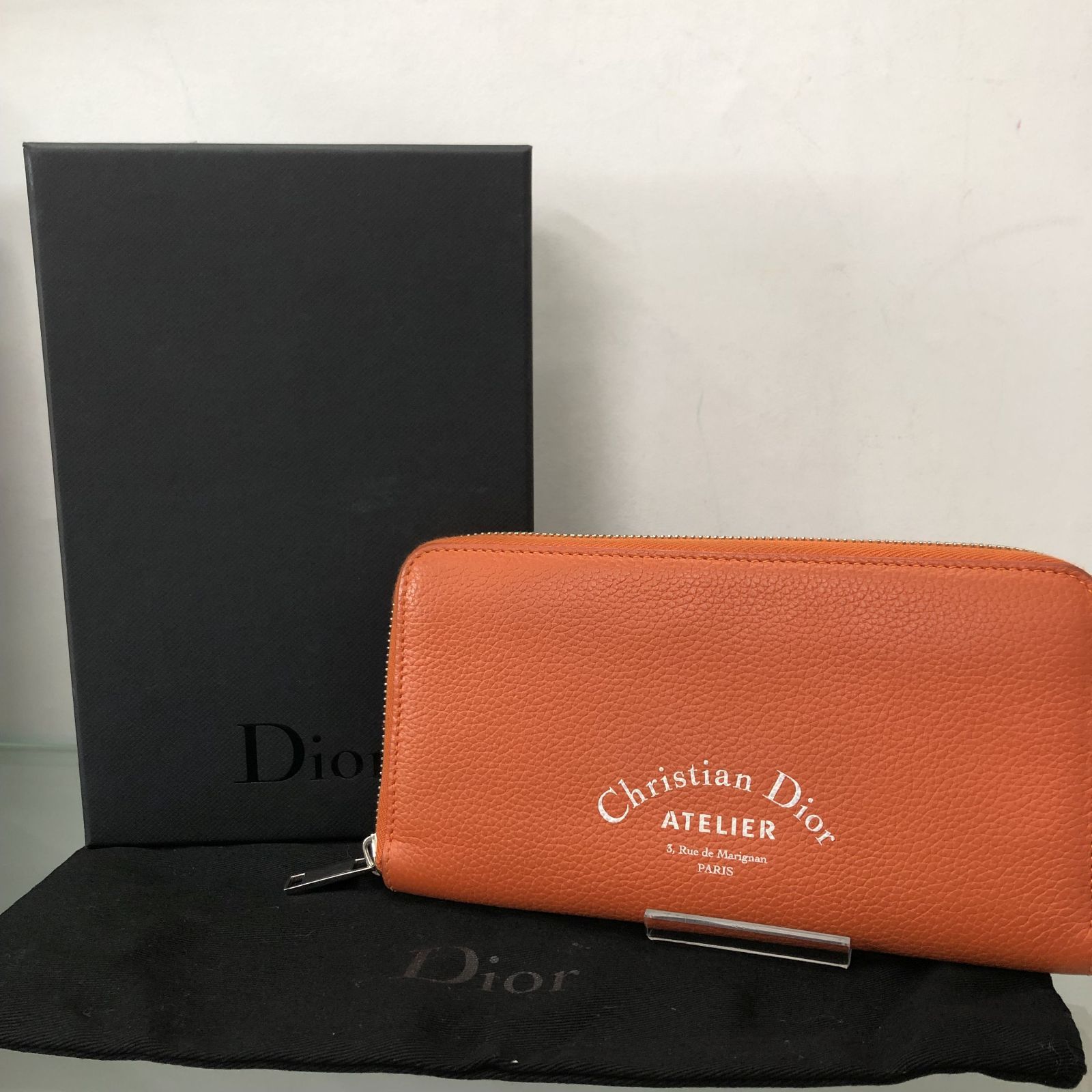 DIOR ATELIER 長財布 オレンジ ロングジップウォレット 美品】 DIOR ATELIER 長財布 オレンジ ロングジップウォレット 箱付き