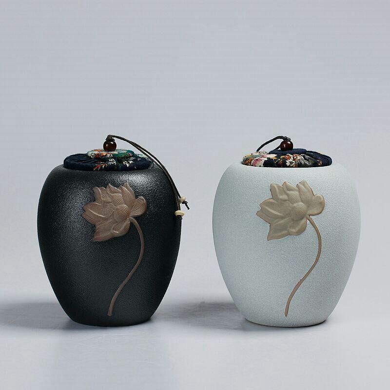 粗陶密封茶葉缶陶磁器茶箱茶倉缶収納茶缶