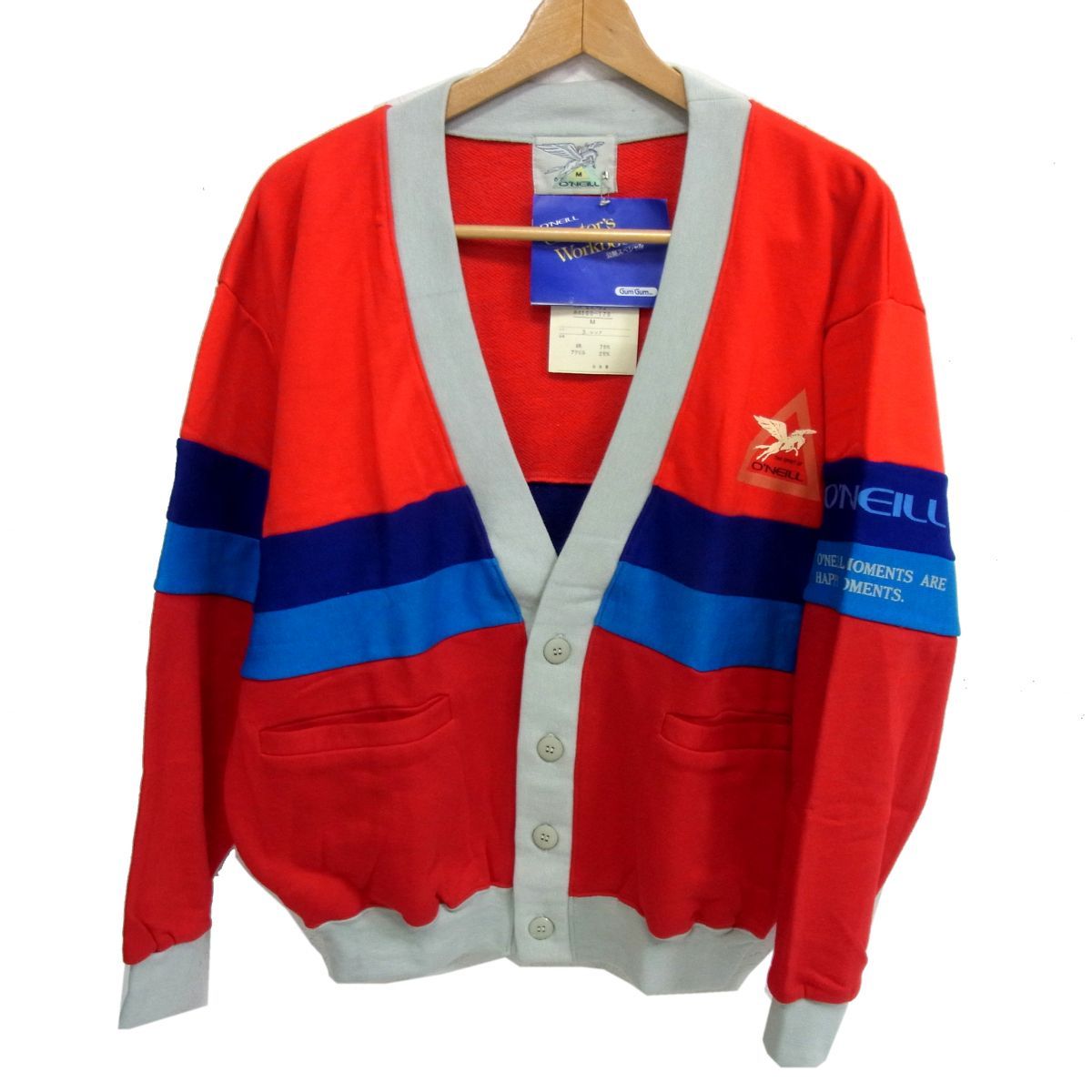 新品 80s デットストック品ONEILL スエット ブロックカーディガン ガムガム期 レトロ メンズ オニール