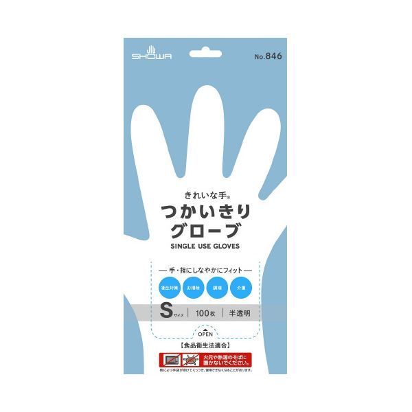 ショーワグローブ つかいきりグローブ 半透明 S 2400枚 100枚×24箱 使い捨て手袋 使いきり手袋
