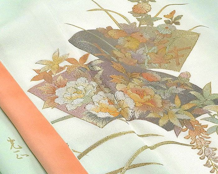 訪問着 正絹 金彩友禅 和田光正作 身丈159.5cm 裄丈62cm 付下げ リサイクル 中古 着物 結婚式 入学式 卒業式 b4114 訪問着 正絹 金彩友禅 和田光正作 身丈159.5cm 裄丈62cm 付下げ