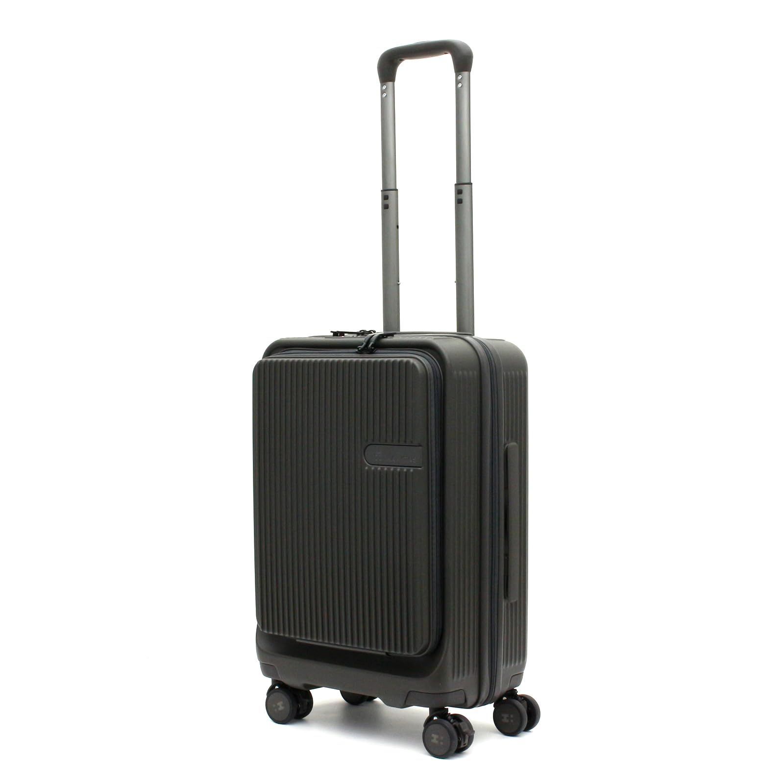 カギ ダイヤルが両方使えるのはシフレだけ スーツケース ストッパーキャスター ジッパー フロントオープン ハピタス HPL2281 オシャレなのに便利機能満載 3.8kg シフレ ディープグリーン