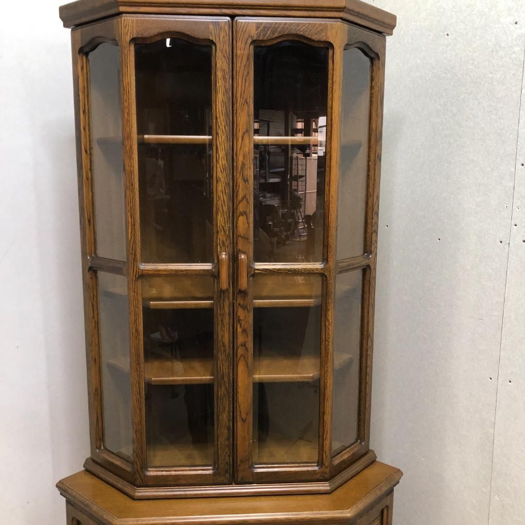 池太木工 シャネル コーナー飾棚 ガラスキャビネット 木製 ビンテージ