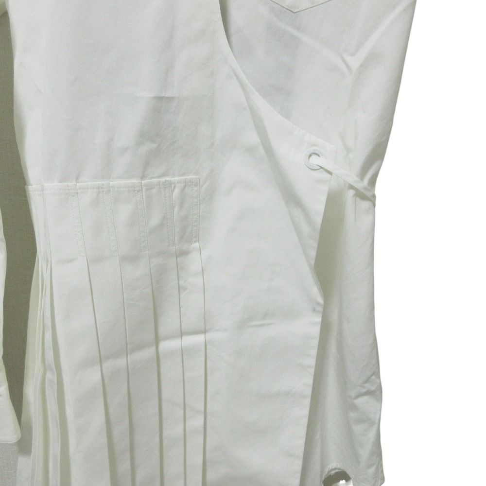 美品 クリーニング済 Off-White オフホワイト ラップド アシンメトリー プリーツシャツ ドレス ワンピース 42 ホワイト レディース 古着 中古 Off-White - 美品 クリーニング済 Off-White オフホワイト