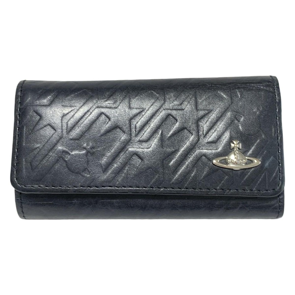 VivienneWestwood ヴィヴィアンウエストウッド キーケース - 黒 4連フック|スター 星 |型押し加工|オーブ レザー