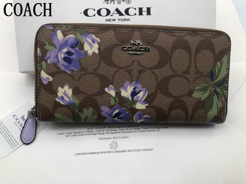 COACH 長財布 コーチ 財布 シグネチャー アコーディオンラウンドジップウォレット 花柄 レディース 財布182B F73345新品未使用 贈り物  E20