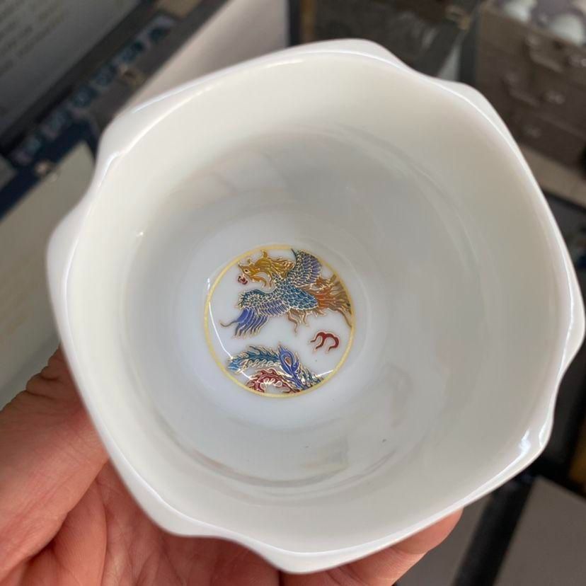 中国茶器 琺瑯彩龍鳳茶杯 カップル杯 主人杯 四方杯 新品未使用