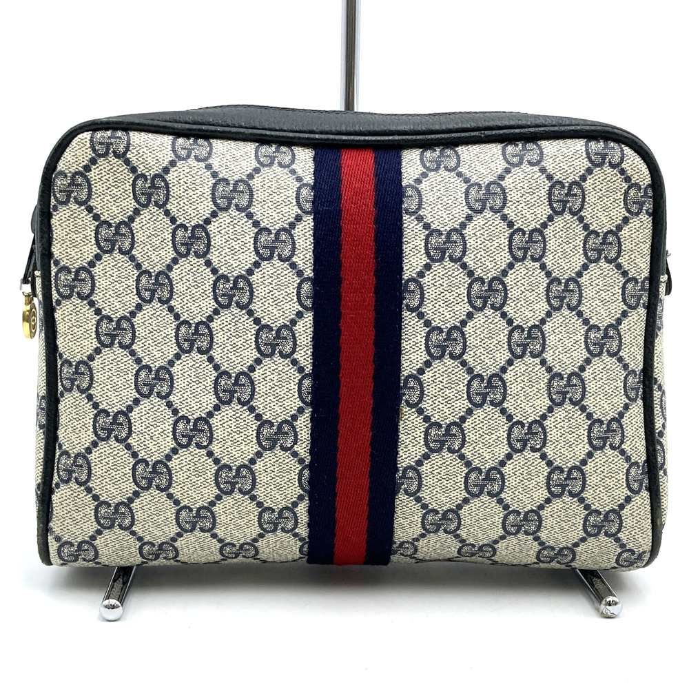 GUCCI グッチ 27 004 998 クラッチバッグ セカンドバッグ ポーチ GGスプリーム ヴィンテージ オールドグッチ ネイビー レディース メンズ ファッション