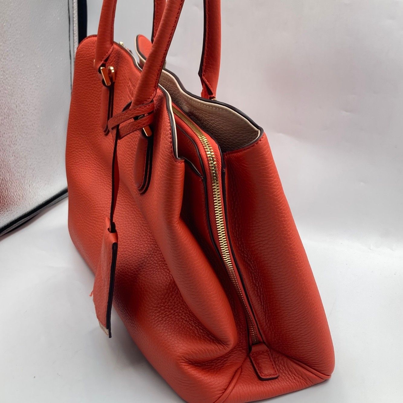 ✨上質✨ハンドバッグ　オレンジ　ワンハンドル　　ゴールド金具 GOLDMEN 2WAY トートバッグ GB607