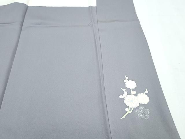 平和屋本店□極上 訪問着 駒刺繍 蛍暈し 雪輪草花文 金彩 桔梗鼠色地