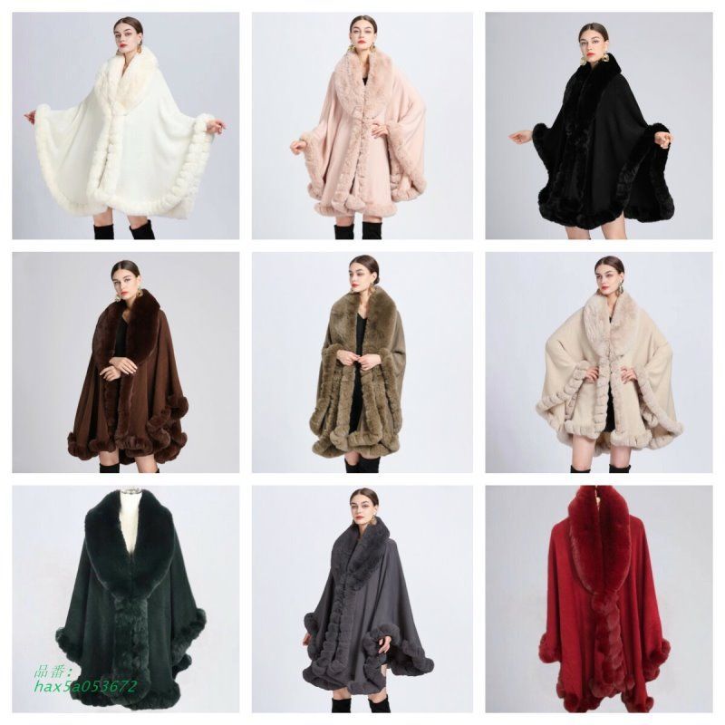 ポンチョコート レディース ファー付きポンチョコート ストール 羽織り ポンチョ カーディガン ケープ マント ショー 大判 hax5a053672