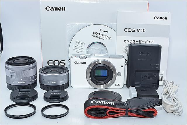 383 Canon ミラーレス一眼カメラ EOS M10 ダブルレンズキット ホワイト EF-M15-45mm F3.5-6.3 IS STM EF-M22mm F2 STM 付属 EOSM10WH-WLK