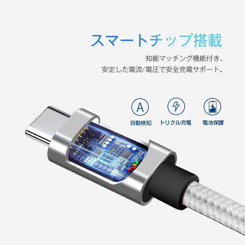 USB PD対応 60Wの超急速充電 Type-C to Type-C ケーブル 60W 3A 0.5m(50cm) 急速充電対応 (充電器) ctoc-50