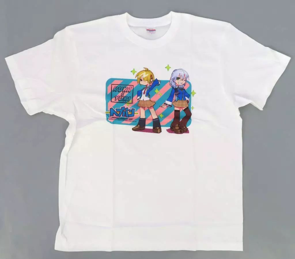  【中古】Tシャツ 茅森月歌＆和泉ユキ Tシャツ カートゥーンver. ホワイト Lサイズ 「ヘブンバーンズレッド」 Tシャツ・アパレル