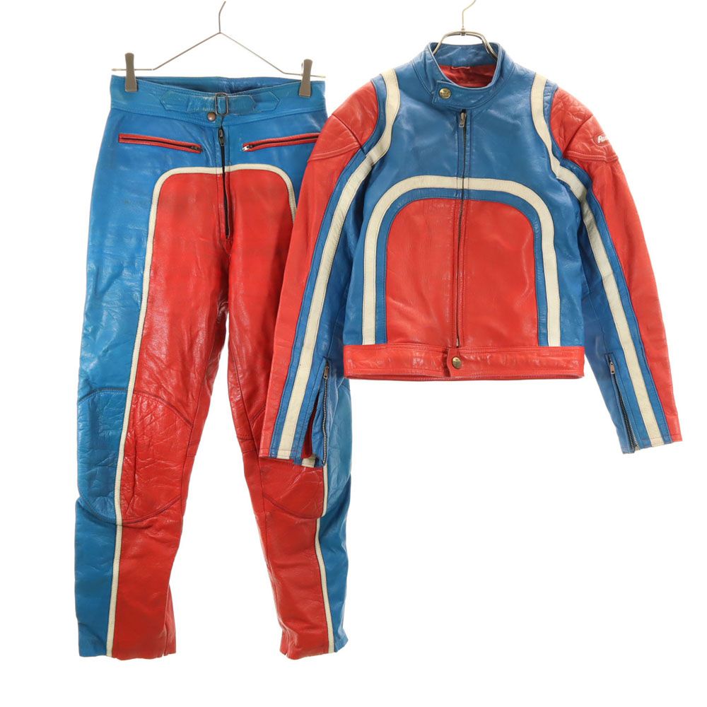 KUMAN バイク レザージャケット 上下 セットアップ M レッド KUMAN レディース