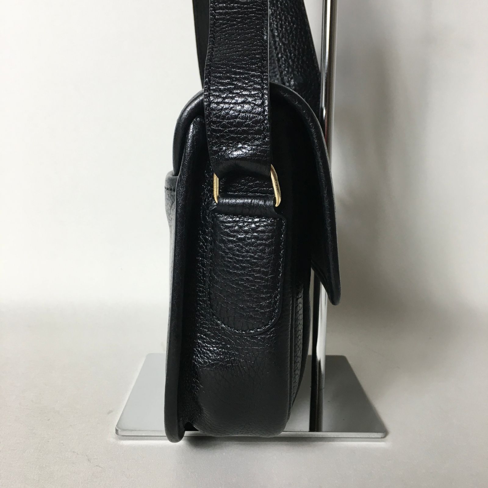 2509-9｜美品｜セリーヌ ショルダーバッグ レザー ブラック ガンチーニ  