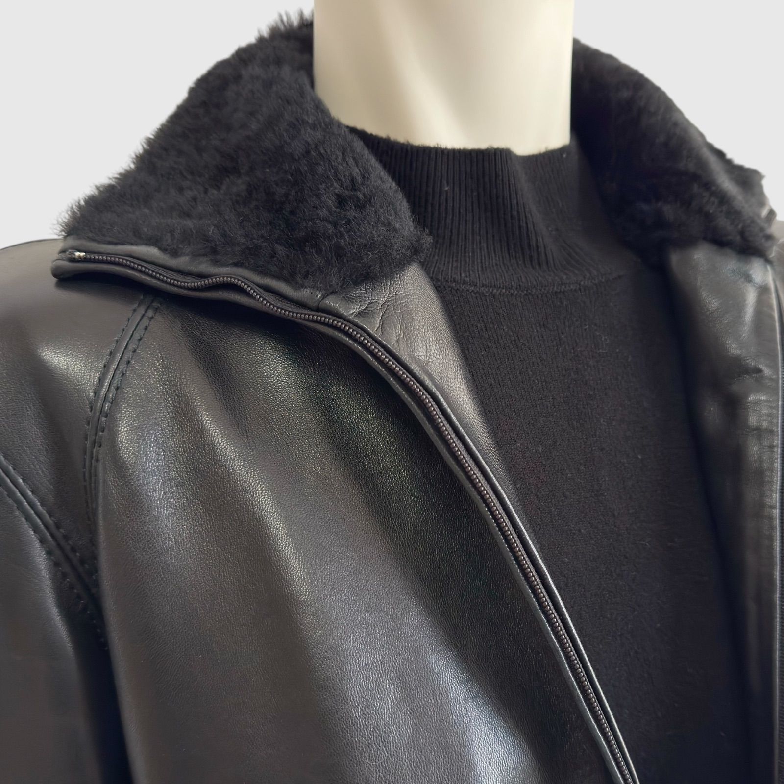 LOEWE ロエベ コート ブラック ラムレザー レディース lamb leather 