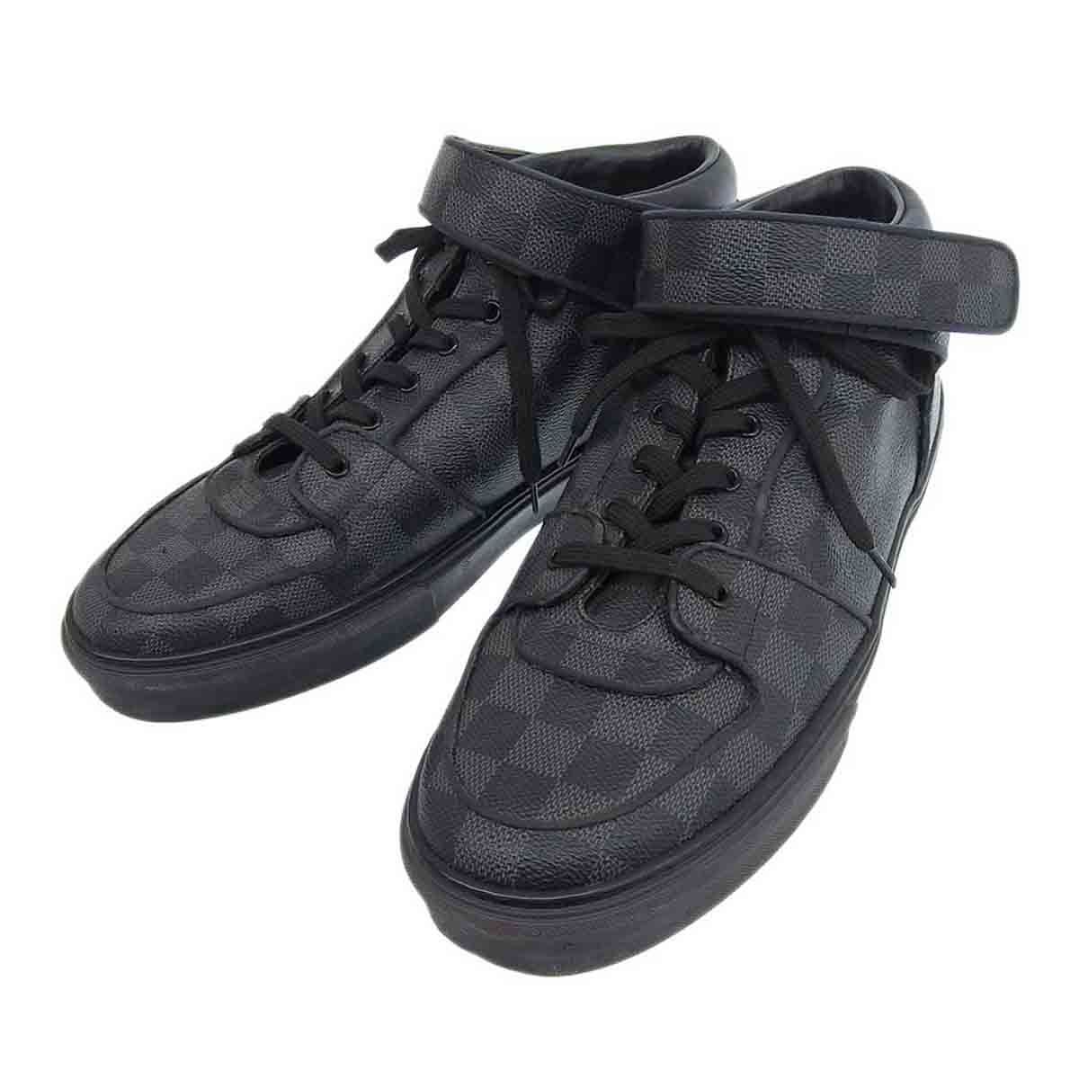 ルイヴィトン ダミエグラフィット ミドルカット スニーカー メンズ グレー LOUIS VUITTON【中古】 【アパレル・小物】