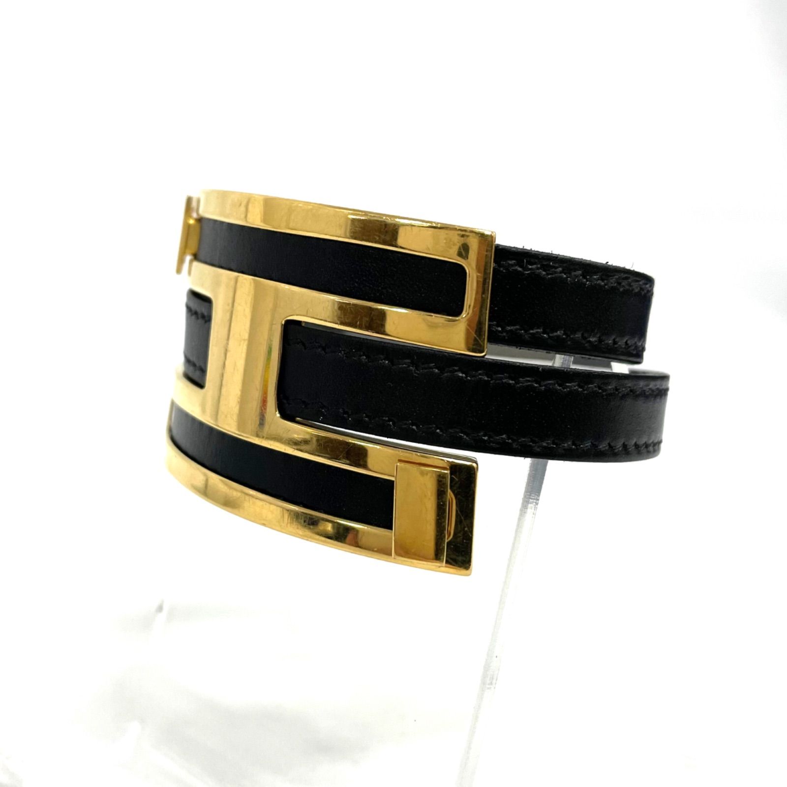 HERMES エルメス プスプス ブレスレット ブラック×ゴールド - メルカリ