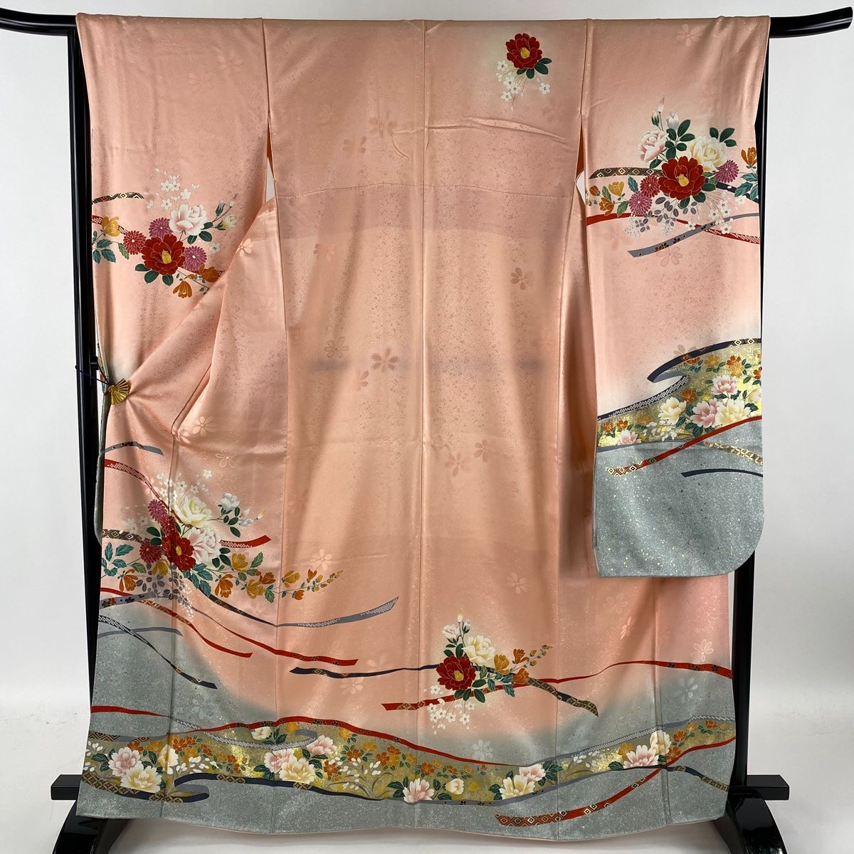 振袖 美品 秀品 草花 蔓帯 金糸 金彩 ピンク 袷 身丈164cm 裄丈66cm M