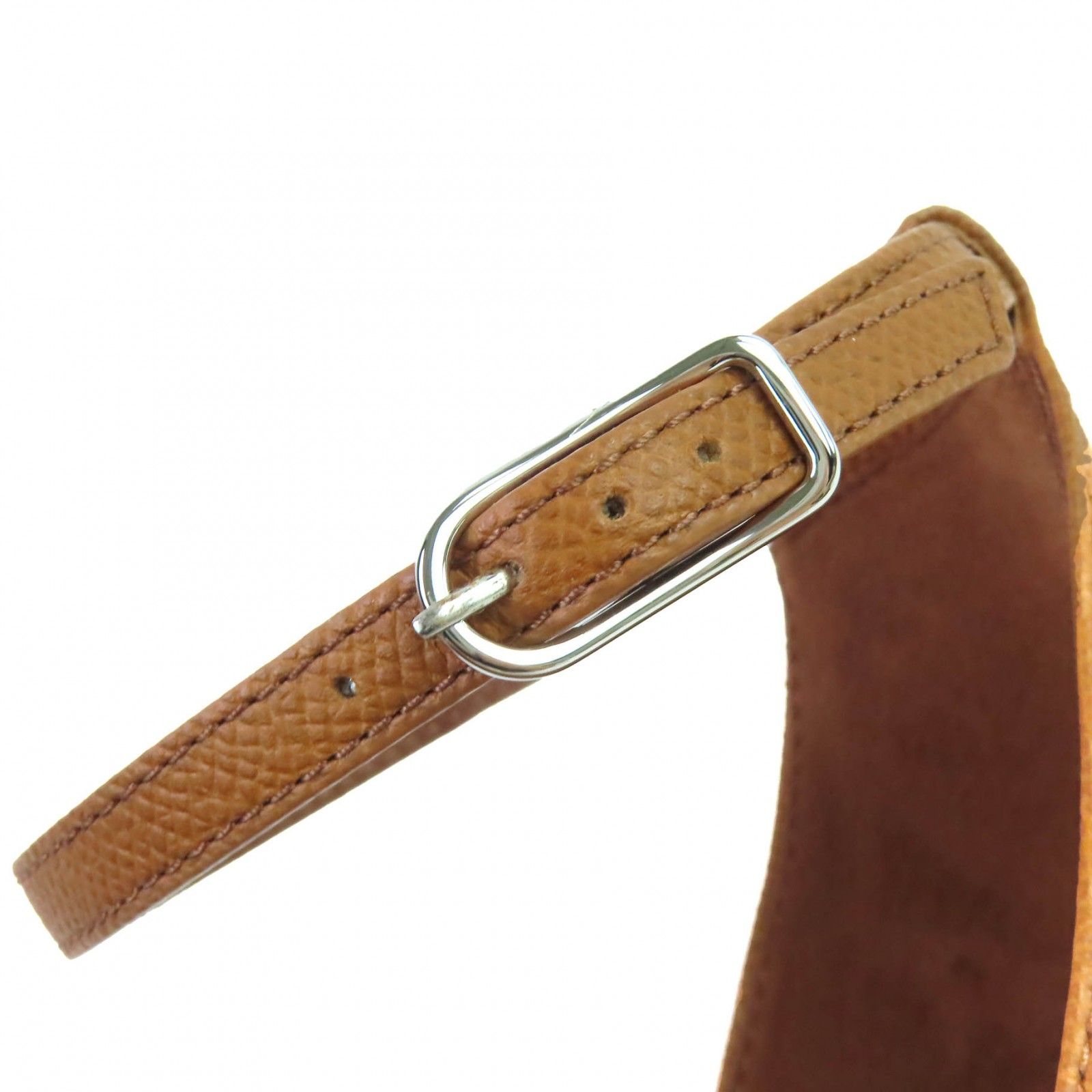 品質保証で、高速配送 ！ △HERMES エルメス 製 1252168Z サントリーニ Hロゴ アンクルストラップ レザーフラット サンダル ブラウン 37 保存袋付き イタリア製 レディース MAX90％オフ！