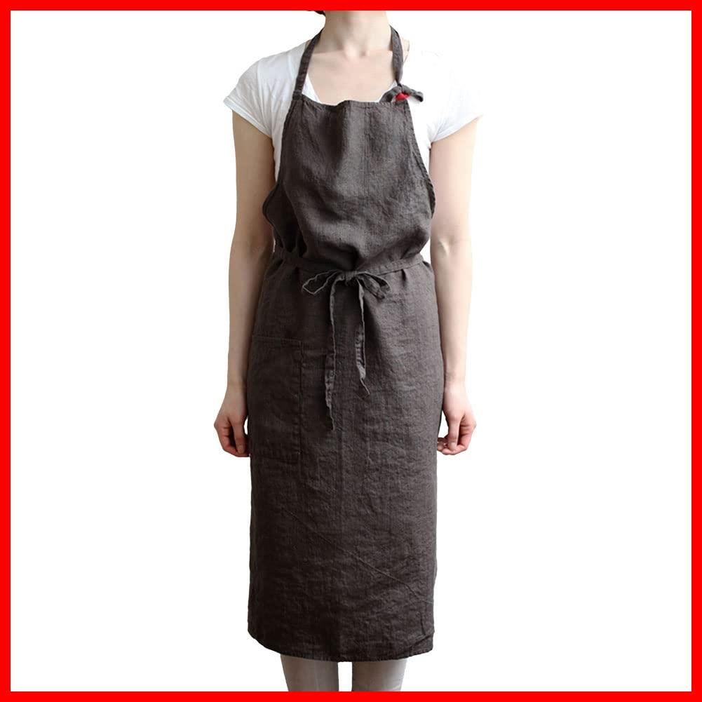 在庫 メンズ レディース Manon キッチン マノン 無地 リネン フルエプロン 麻 エプロン Lina シンプル e Lino ロング リーノエリーナ おしゃれ