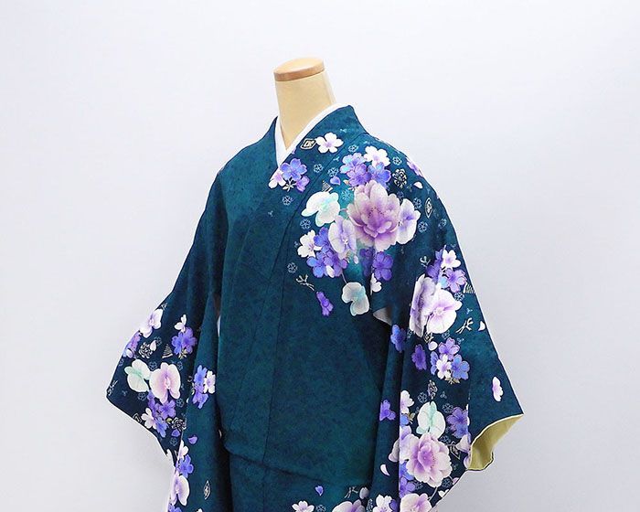 振袖 正絹 蘭 花 身丈168.5cm 裄丈70.5cm 美品 中古 リサイクル 着物