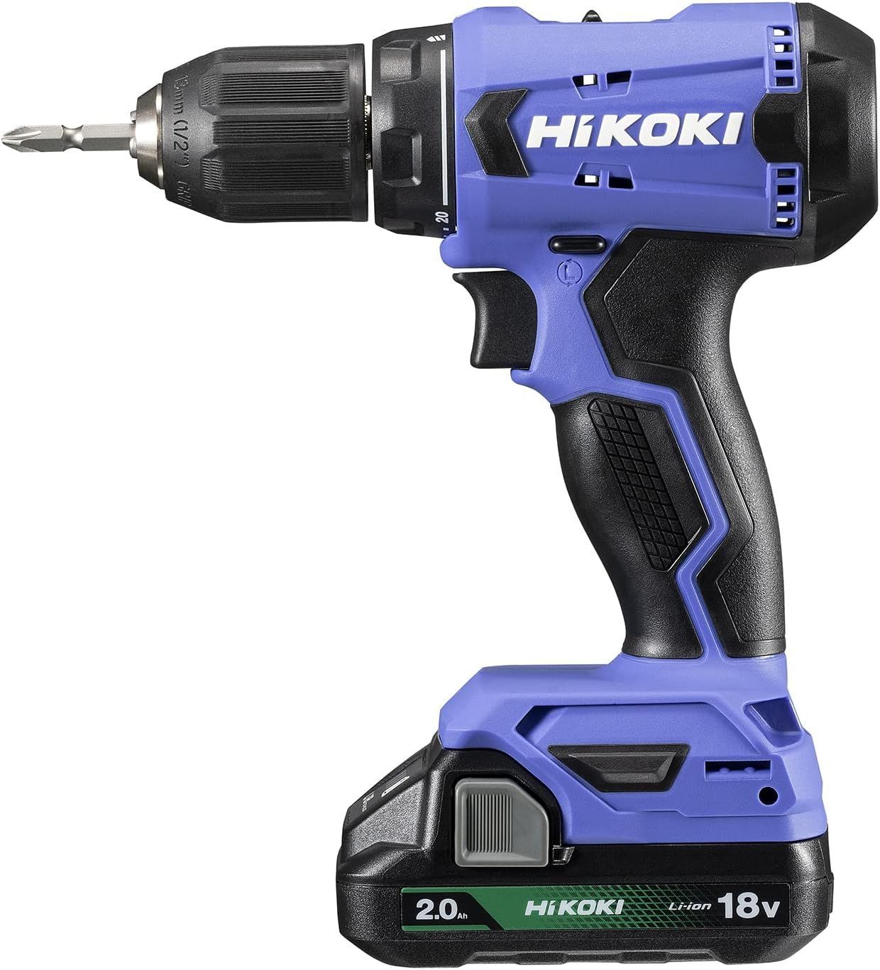HiKOKI ハイコーキ 18V コードレス ドライバドリル チャック 2.0-13mm 20段クラッチ 2.0Ah 蓄電池×2個 充電器 ケース付 FDS18DA 2BG