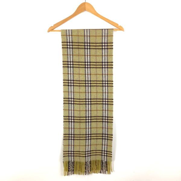 【古着】 BURBERRY london バーバリーロンドン マフラー チェック柄 英国製 やや厚手 イエロー系 【中古】 n057353