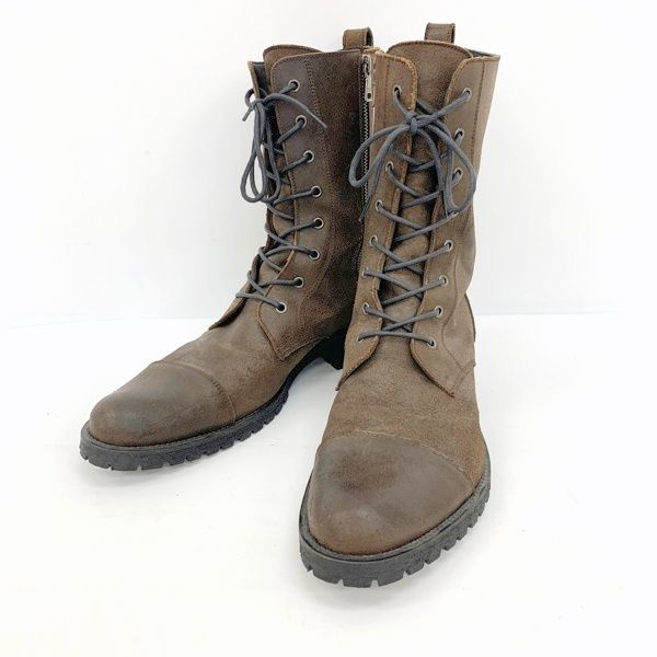 BURBERRY BLACK LABEL レースアップ レザー ロング ブーツ シューズ サイドジップ BKA07-320 バーバリーブラックレーベル 靴 DF14607