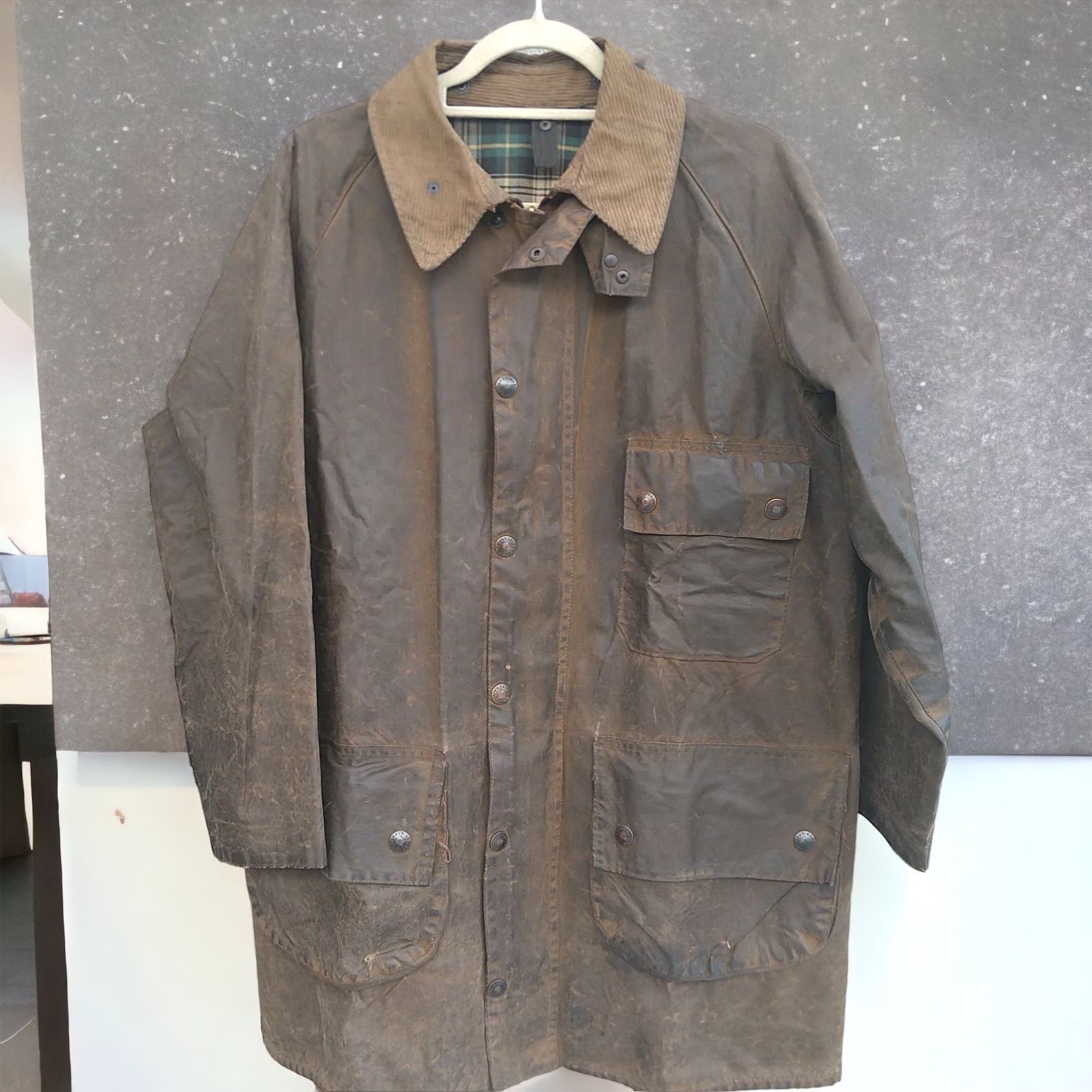 【希少】80s Barbour バブァー　棒ZIPSOLWAY ZIPPER着丈約89