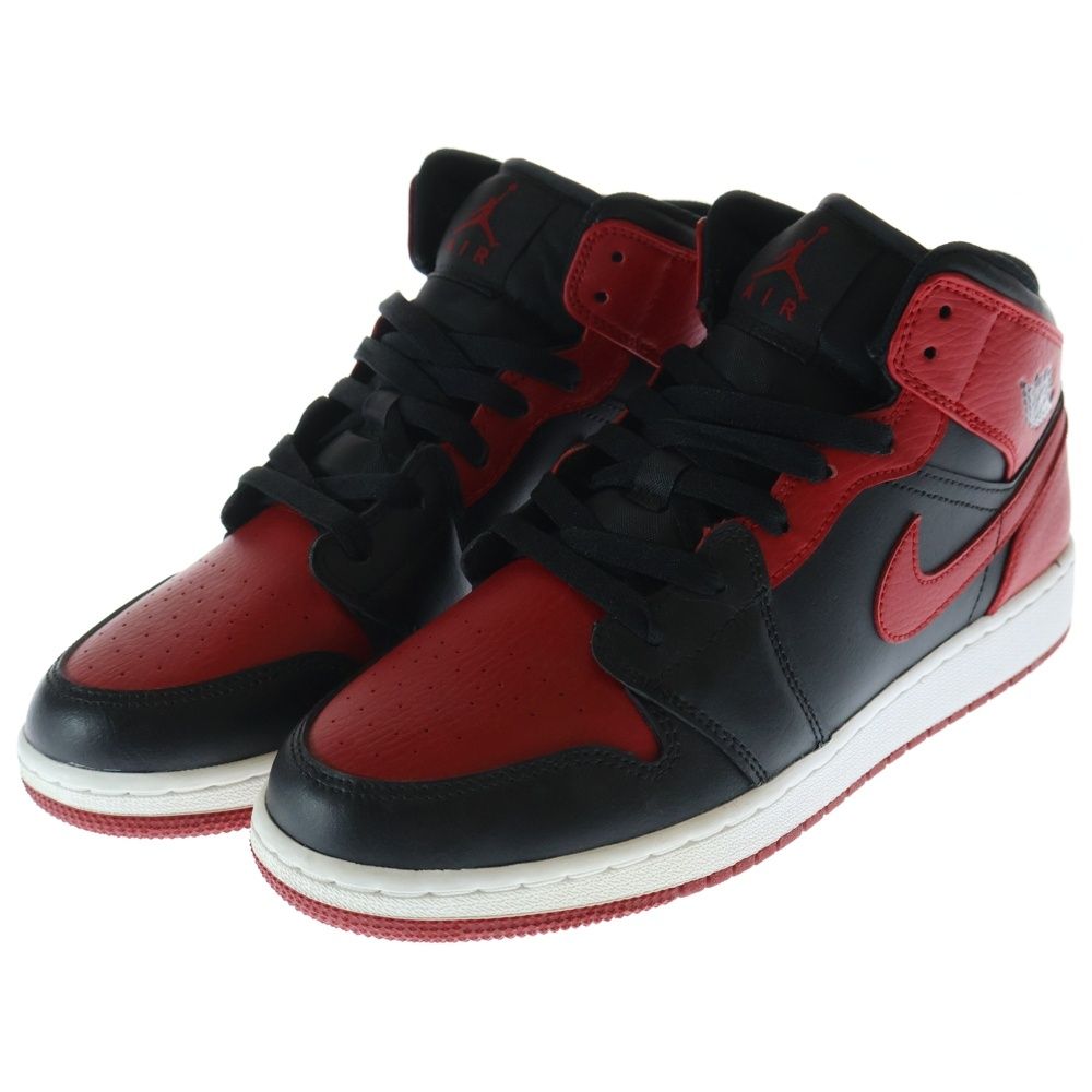 NIKE ナイキ KIDS GS AIR JORDAN 1 MID BERD エア ジョーダン1 ブレット ミッドカットスニーカー US7.0Y 25.0cm ブラック レッド 55425-074
