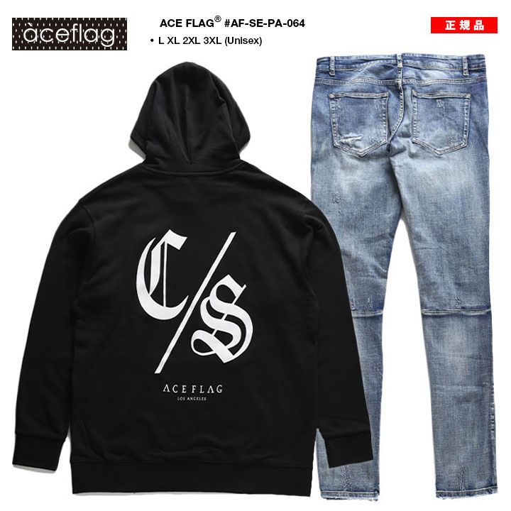 ACE FLAG 上下セット 長袖 ブランド パーカー メンズ 黒 大きいサイズ