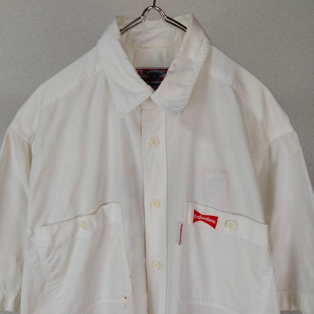 90s Budweiser バドワイザー 半袖 シャツ デカロゴ バック