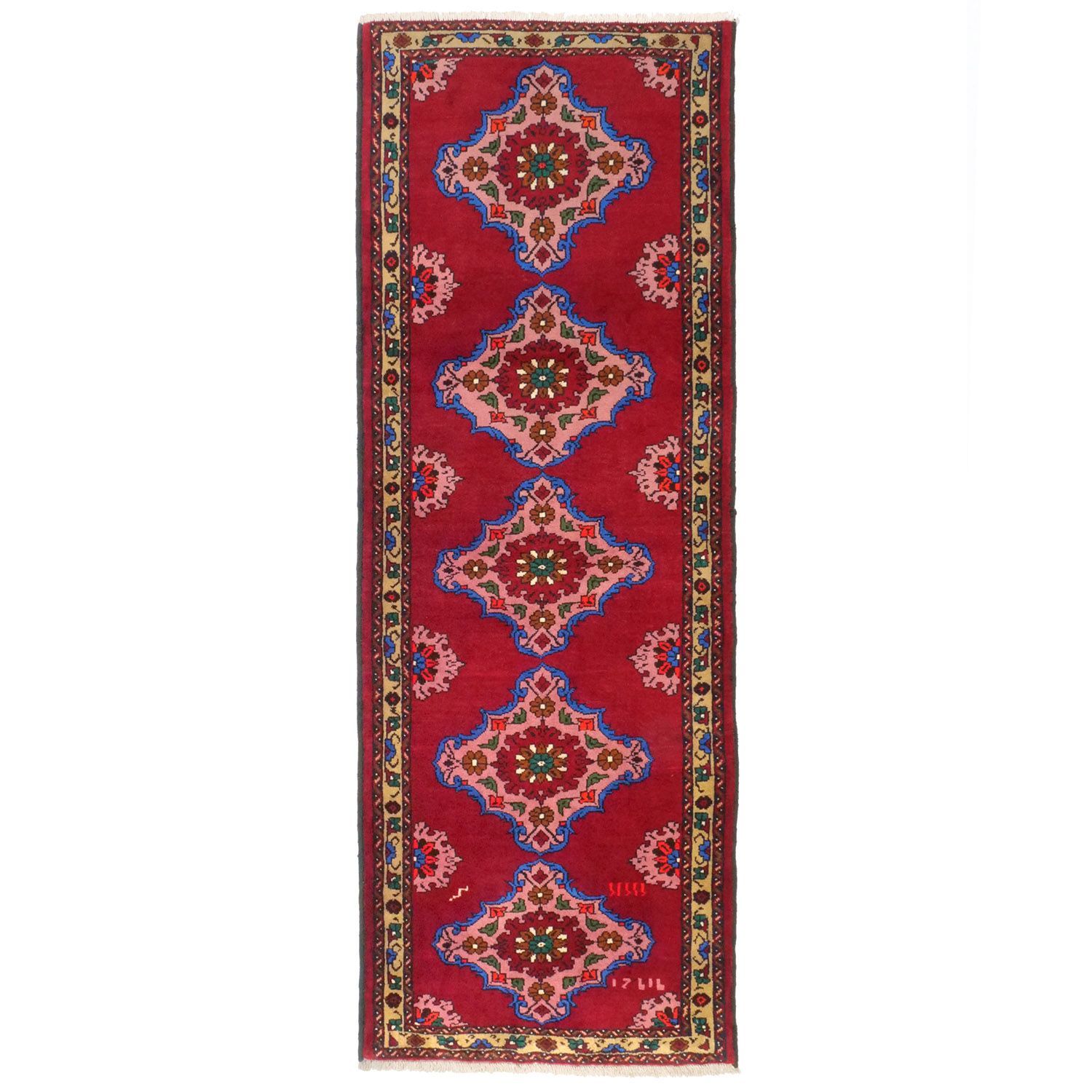 バルーチ 1960年代 2300×800mm セミアンティーク メダリオン 手織り - carpet-アンティークペルシャ絨毯 ヴィンテージラグ専門店 送料無料