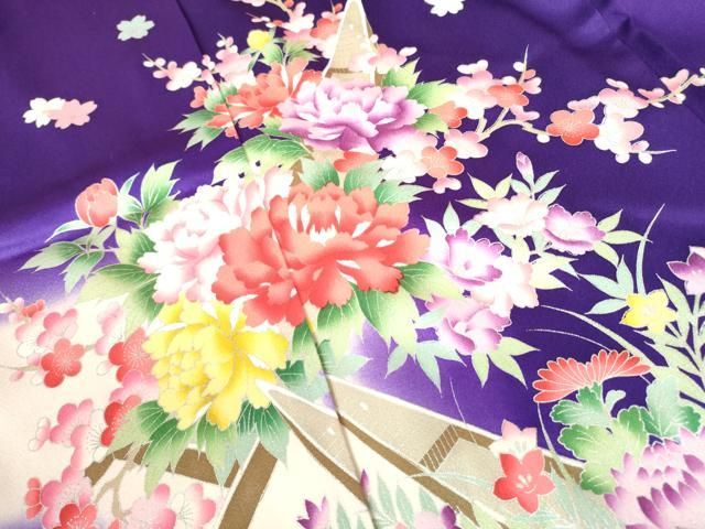 平和屋着物○訪問着 駒刺繍 草花丸文 丹後ちりめん 暈し染め 金彩