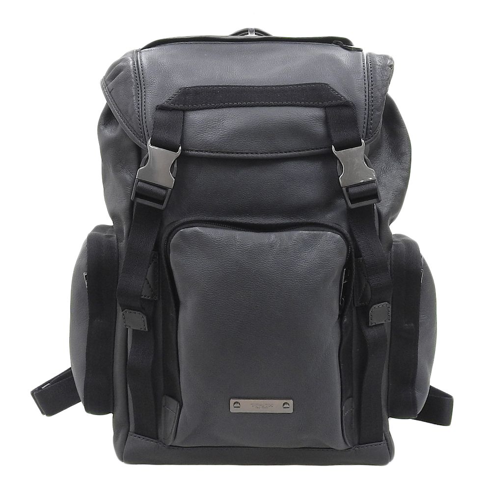 【ほぼ未使用】コーチ トンプソン バッグパック ロゴ 本革 レザー A4可 黒 ブティックライン 定4.5万 コーチ【COACH】トンプソン レザー