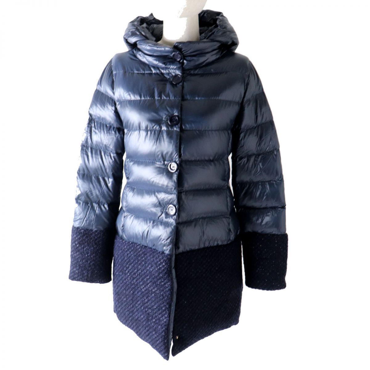 良品◎18AW HERNO ヘルノ PI0052G-12017-9200 ツイード切替 ロゴ 