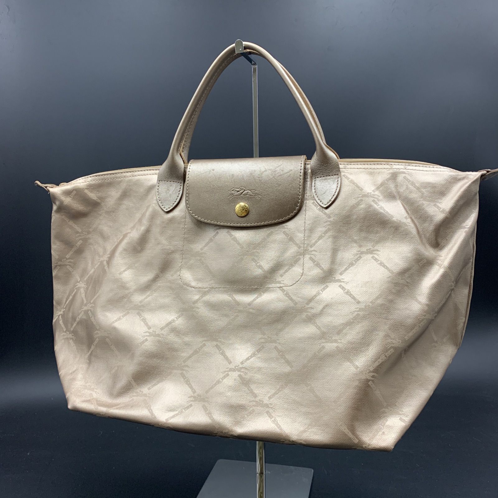 85 LONGCHAMP ロンシャン ル プリアージュ トートバッグ ゴールド 