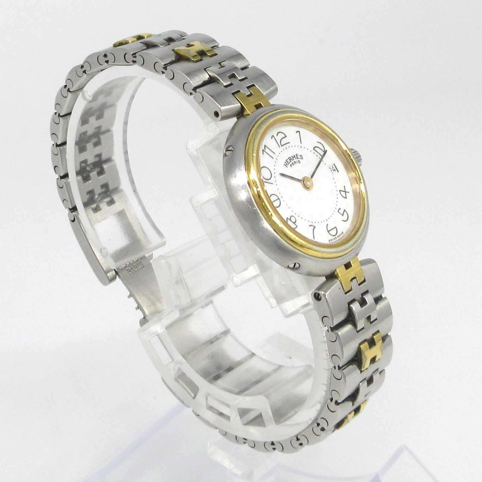 新品ベルト✨　エルメス　ウィンザー　腕時計　コンビ　ホワイト文字盤　クォーツ 新品ベルト✨ エルメス ウィンザー 腕時計 コンビ ホワイト文字盤