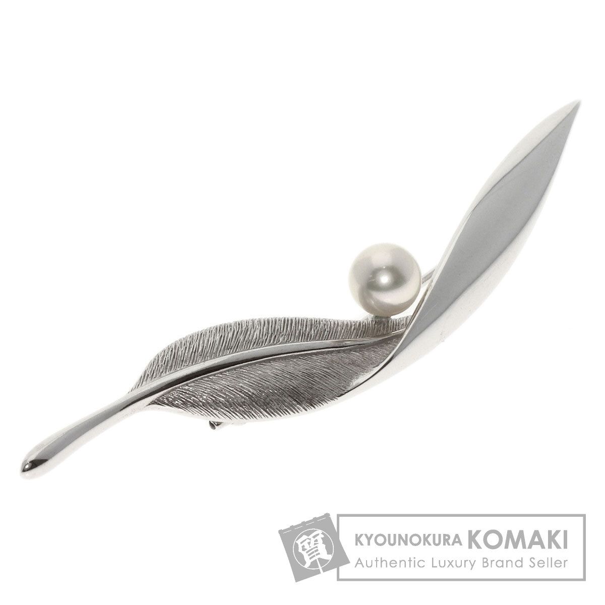 MIKIMOTO ミキモト アコヤパール 真珠 リーフモチーフ ブローチ
