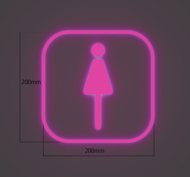 ３Dサイン デザイン 女子トイレ20×20 110V