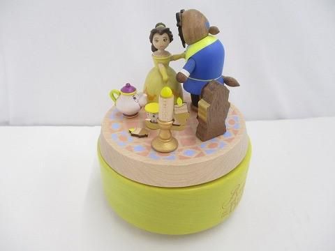 中古品 ディズニー 美女と野獣 ベル 木製からくりオルゴール 美女と