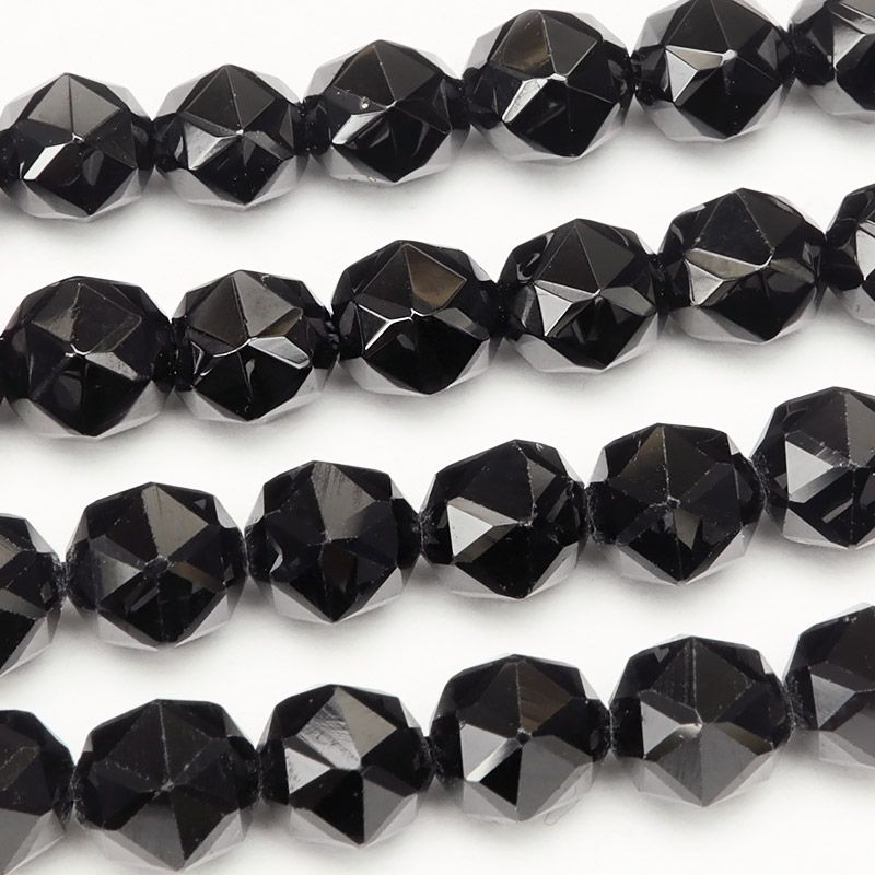 ブラックスピネル スターカット 丸玉 6mm［プレミアムカット］【1連