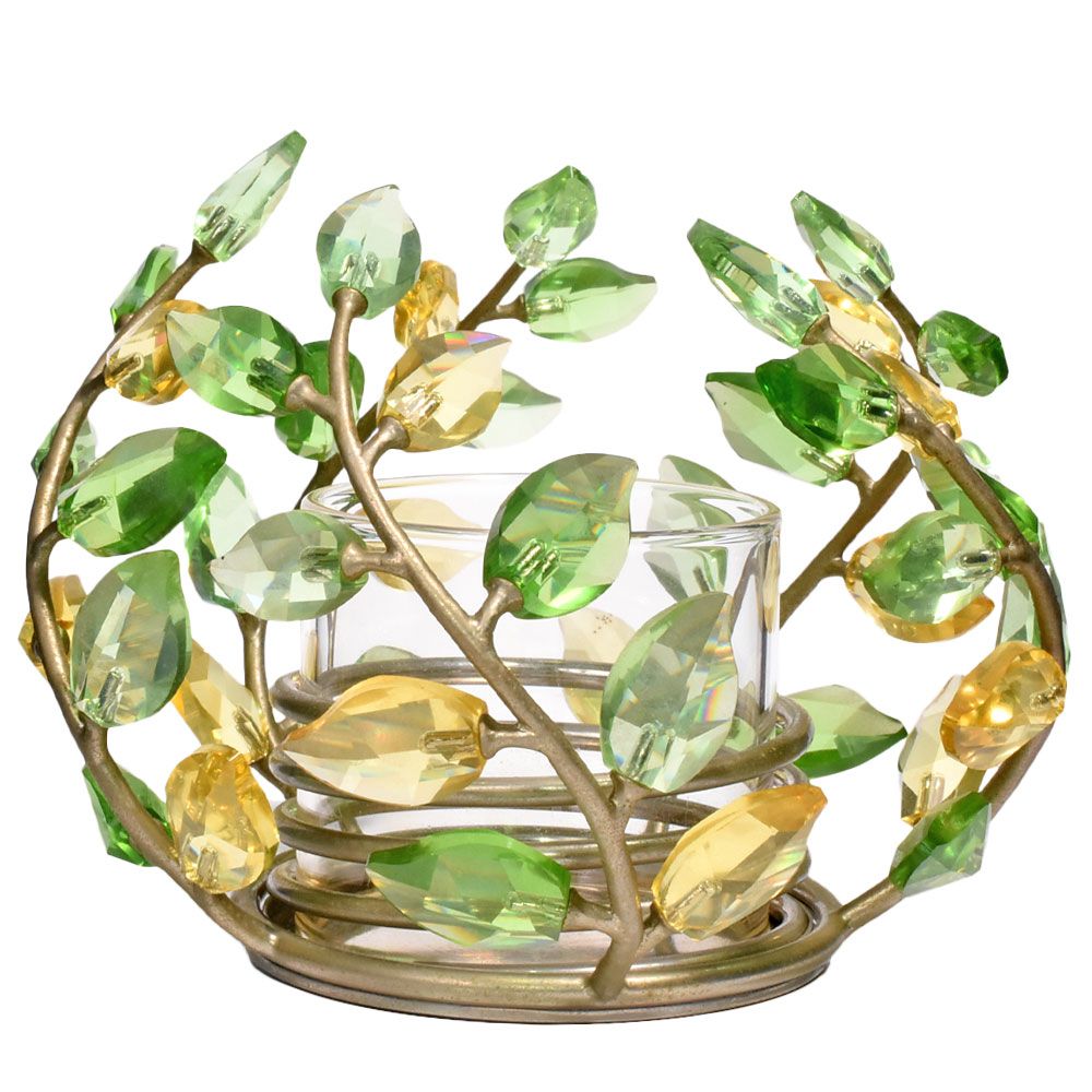 スワロフスキー SWAROVSKI ティーライト キャンドルホルダー Leaves Tealight Candle Holder オブジェ
